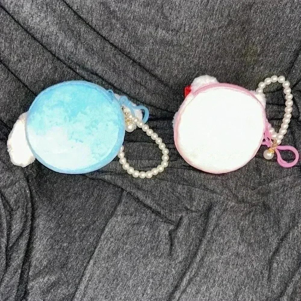 Hello Kitty and Cinnamon roll mini wallet with pearl bracelet.